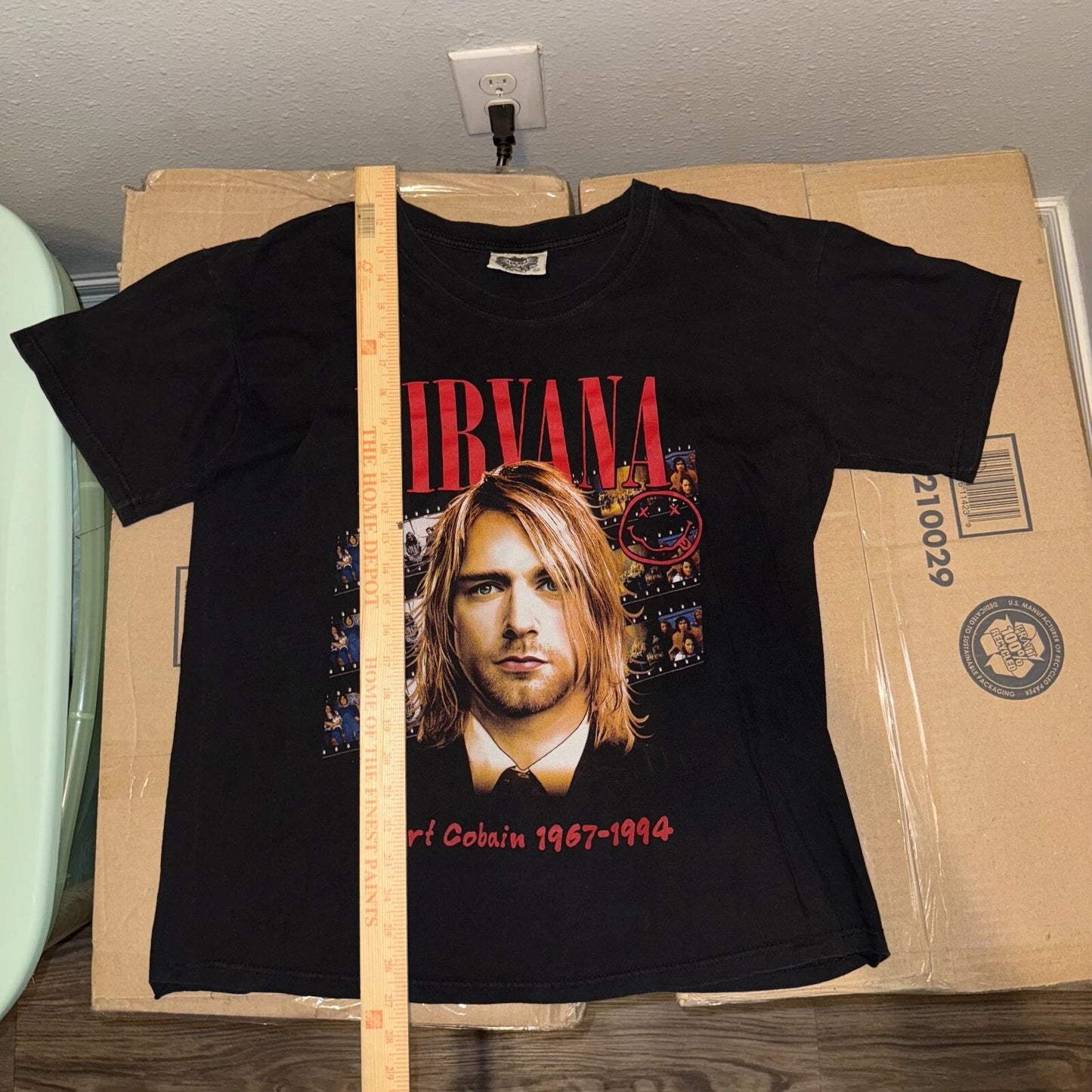 Vintage 1990s Nirvana Kurt Cobain Mens Black Streetwear T-Shirt Plus Size 3XL
