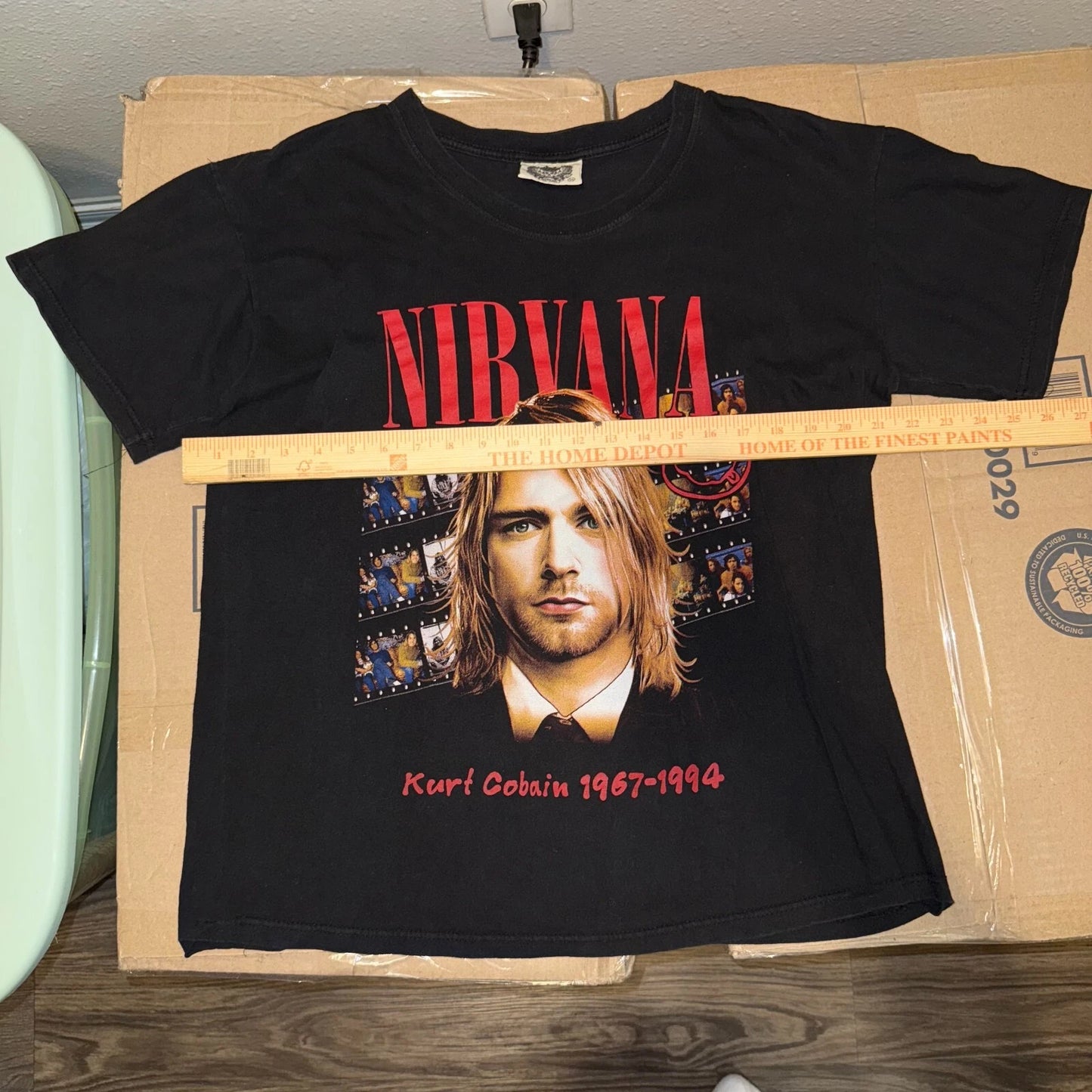 Vintage 1990s Nirvana Kurt Cobain Mens Black Streetwear T-Shirt Plus Size 3XL