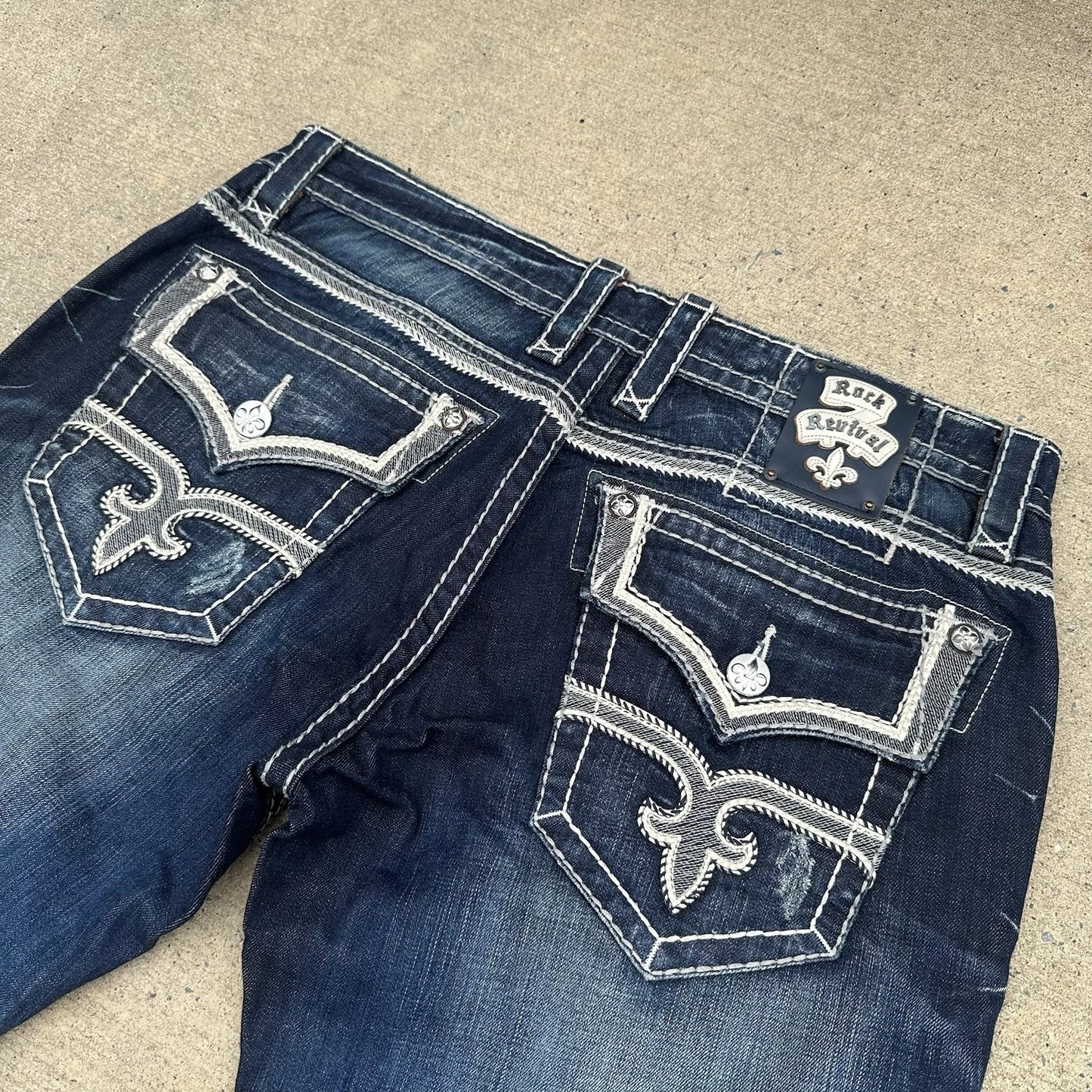 Rock Revival Jeans Mens 38 Straight Stanley Whiskering Embroidered Cowboy Rodeo