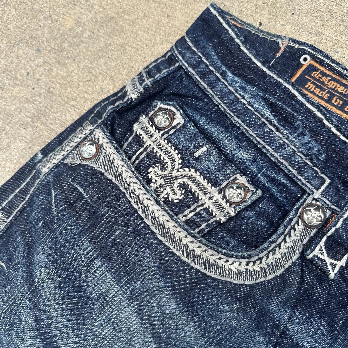 Rock Revival Jeans Mens 38 Straight Stanley Whiskering Embroidered Cowboy Rodeo