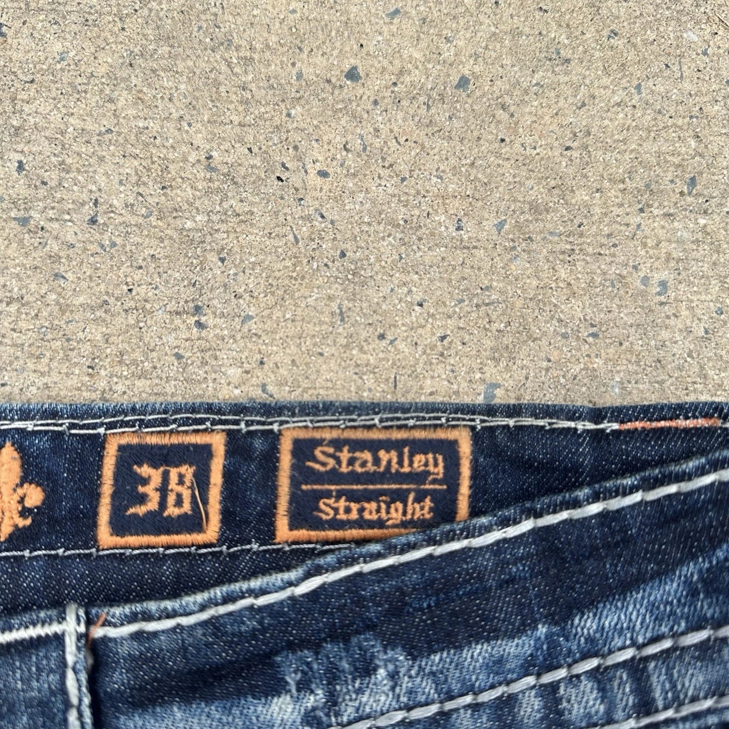 Rock Revival Jeans Mens 38 Straight Stanley Whiskering Embroidered Cowboy Rodeo