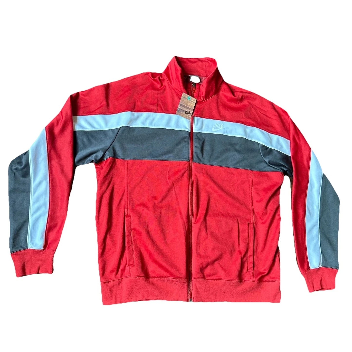Vintage Nike Mens Red Y2K Sportswear Full Zip Warm Up Track Jacket Size 2XL NWT