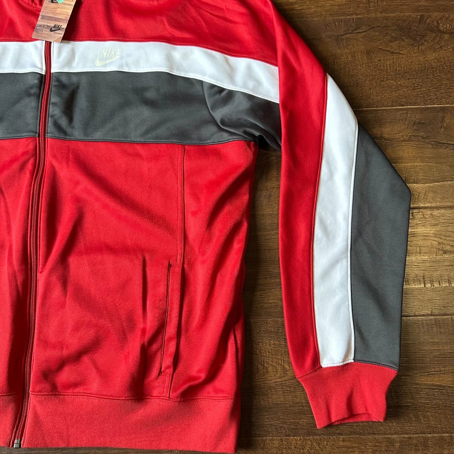 Vintage Nike Mens Red Y2K Sportswear Full Zip Warm Up Track Jacket Size 2XL NWT