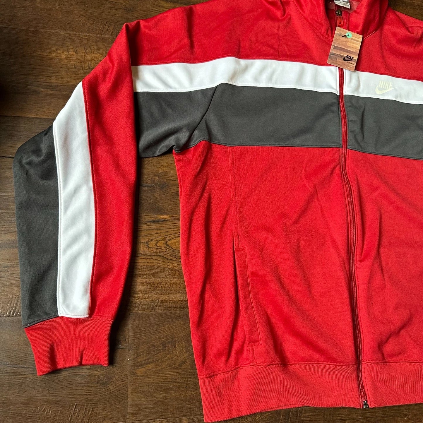 Vintage Nike Mens Red Y2K Sportswear Full Zip Warm Up Track Jacket Size 2XL NWT