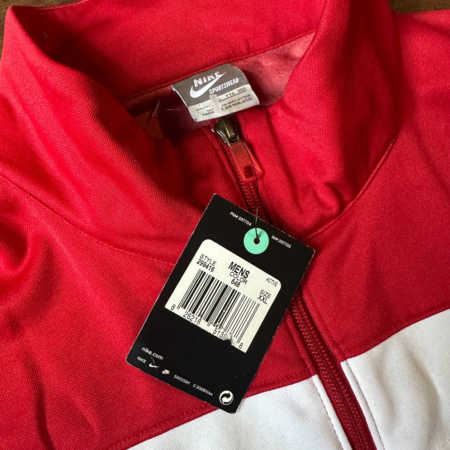 Vintage Nike Mens Red Y2K Sportswear Full Zip Warm Up Track Jacket Size 2XL NWT