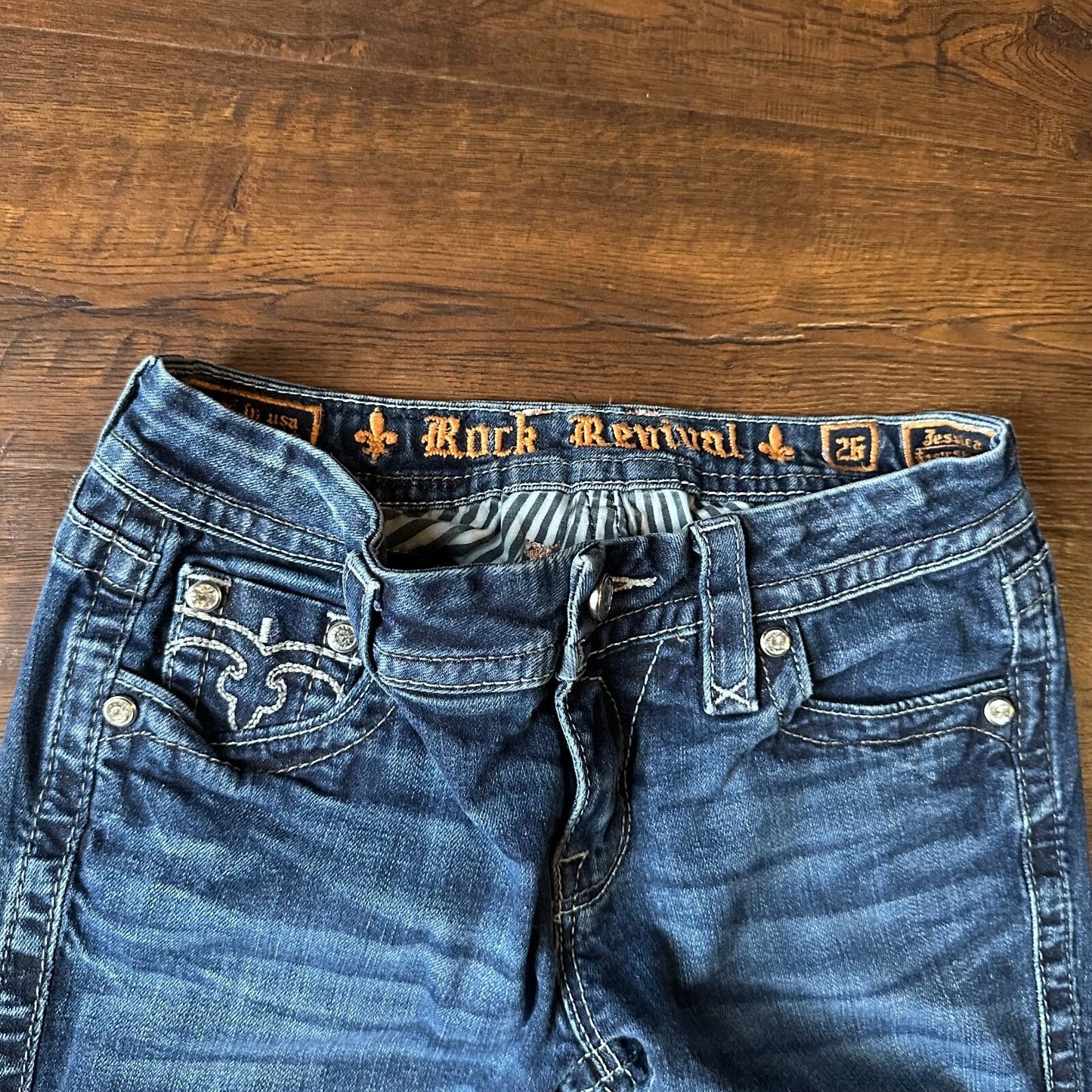 Rock Revival Womens Blue Denim Embroidered Jessika Kasy Skinny Jeans Size 26 Y2K
