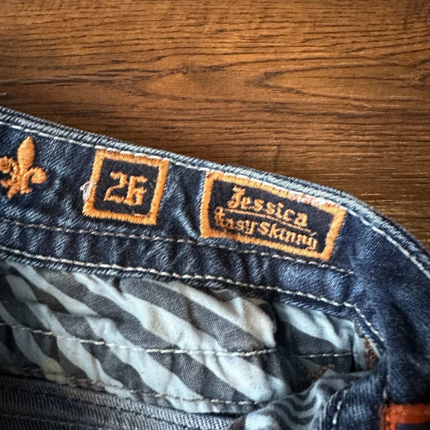 Rock Revival Womens Blue Denim Embroidered Jessika Kasy Skinny Jeans Size 26 Y2K
