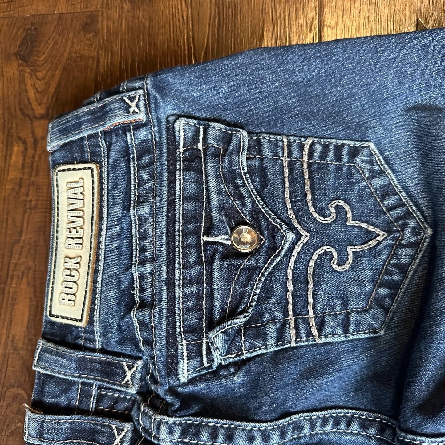 Rock Revival Womens Blue Denim Embroidered Jessika Kasy Skinny Jeans Size 26 Y2K