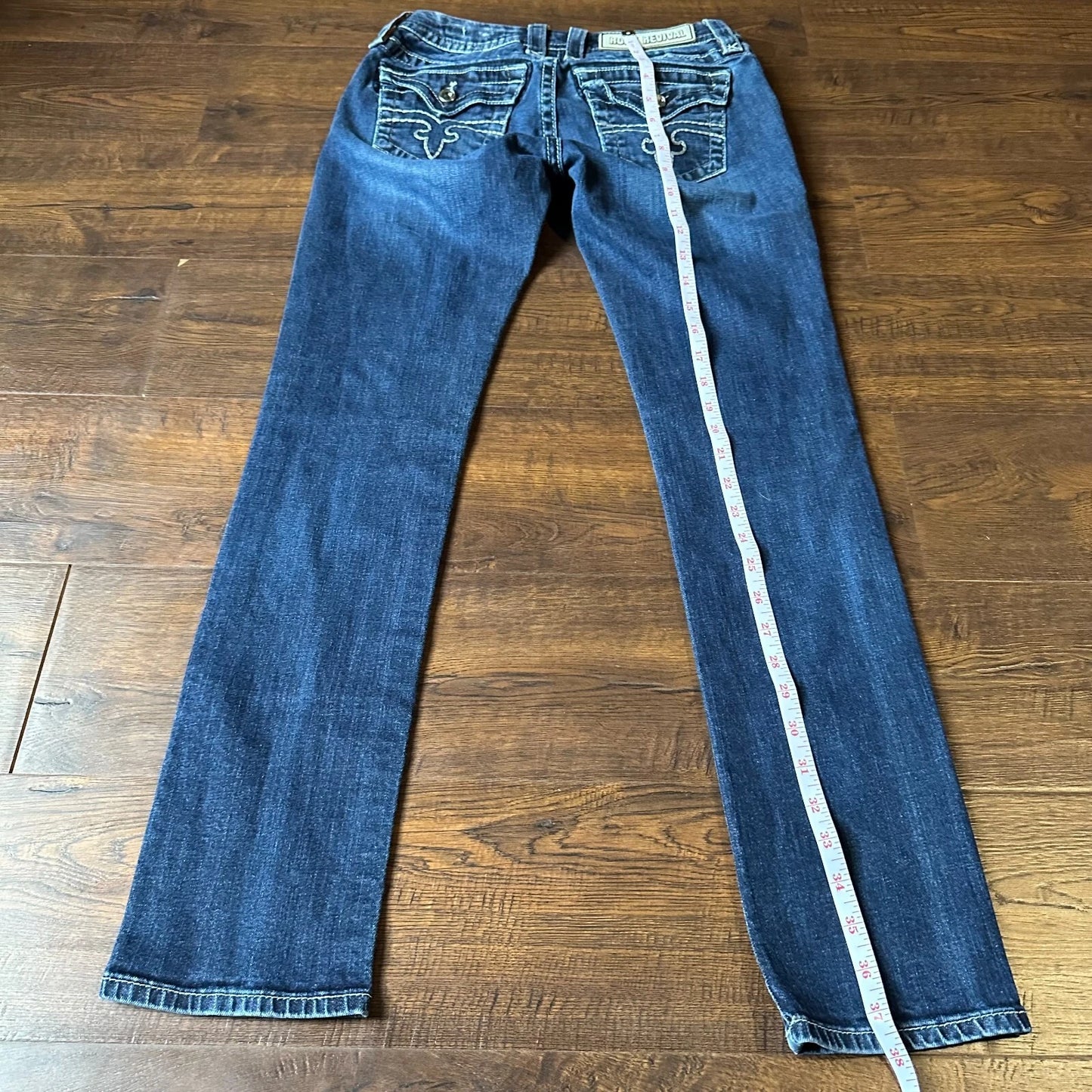 Rock Revival Womens Blue Denim Embroidered Jessika Kasy Skinny Jeans Size 26 Y2K