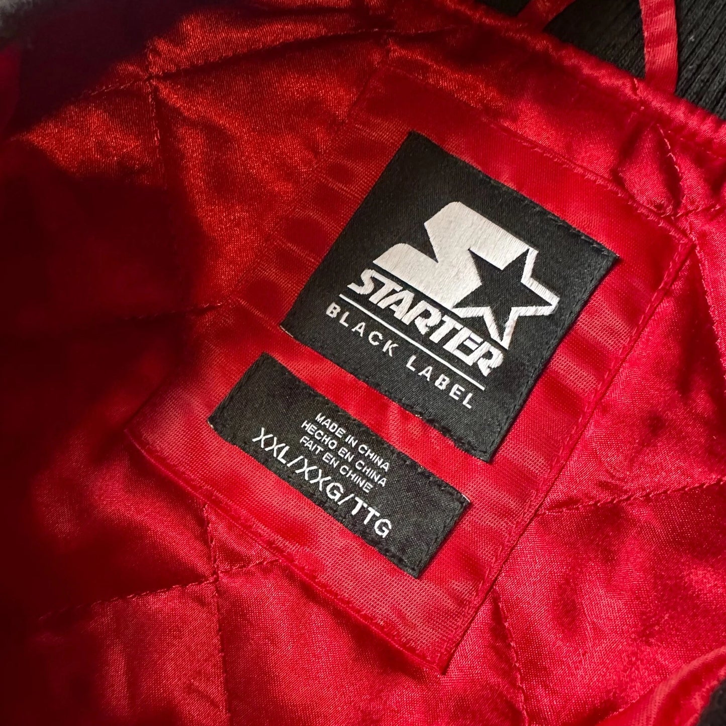 Starter Black Label Mens Red Chicago Bulls NBA Varsity Satin Jacket Size 2XL
