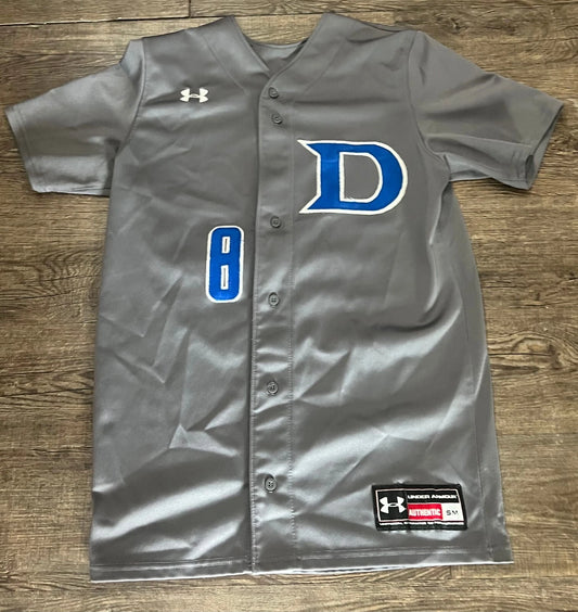 Under Armour Youth Gray Duke Blue Devils #8 Baseball Shirt Jersey Size S