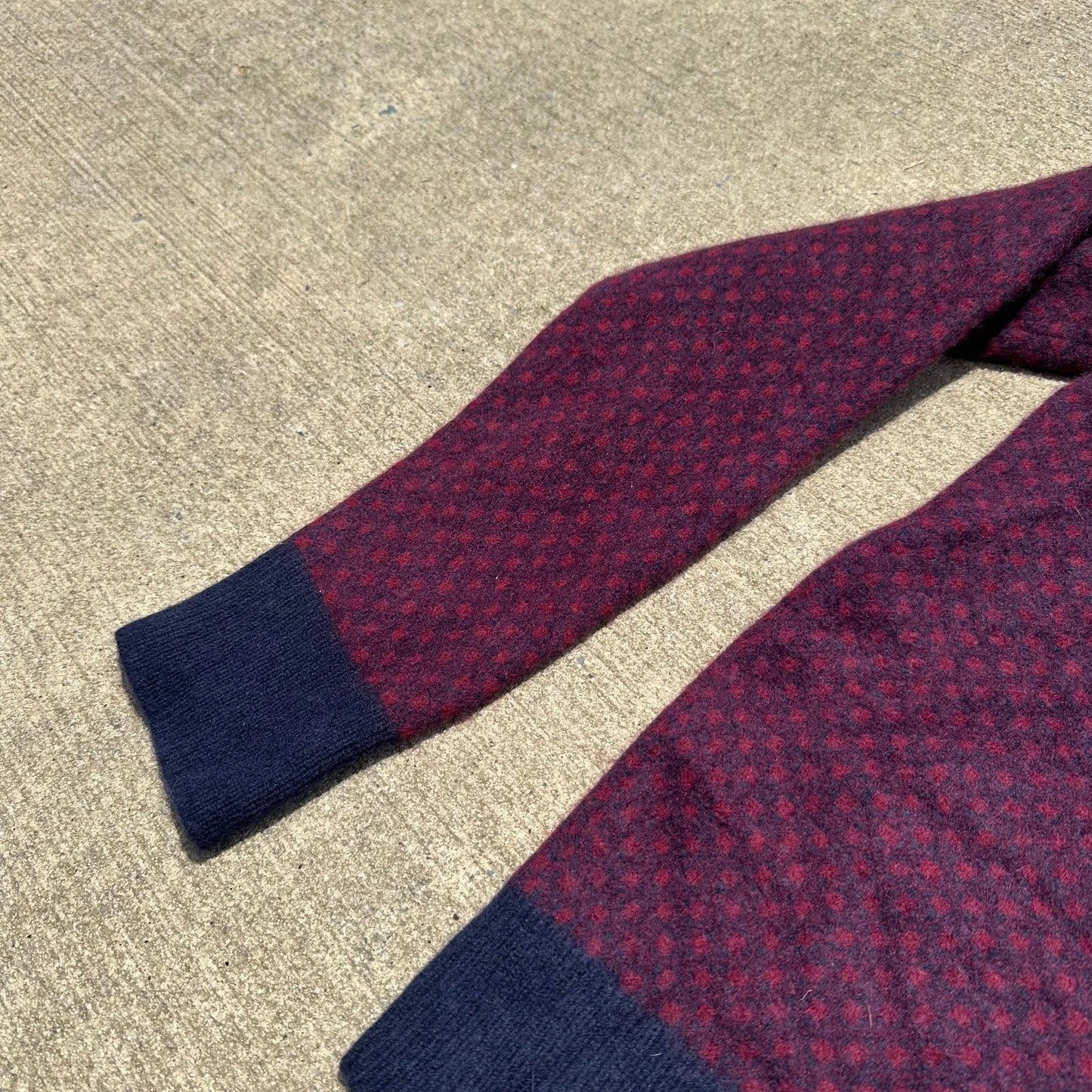 Brooks Brother Mens Maroon Polka Dot Merino Wool 1/4 Zip Pullover Sweater Sz XL