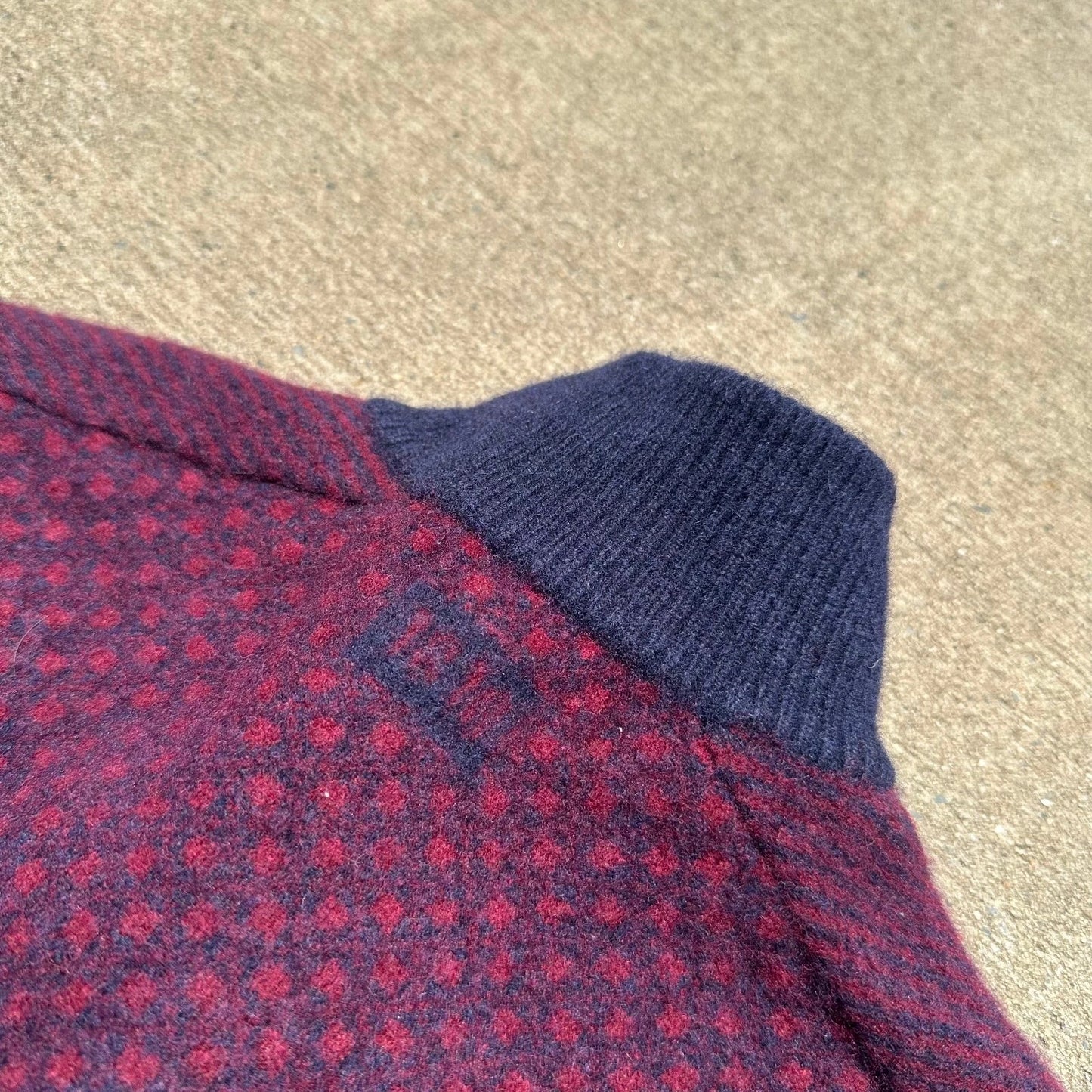 Brooks Brother Mens Maroon Polka Dot Merino Wool 1/4 Zip Pullover Sweater Sz XL