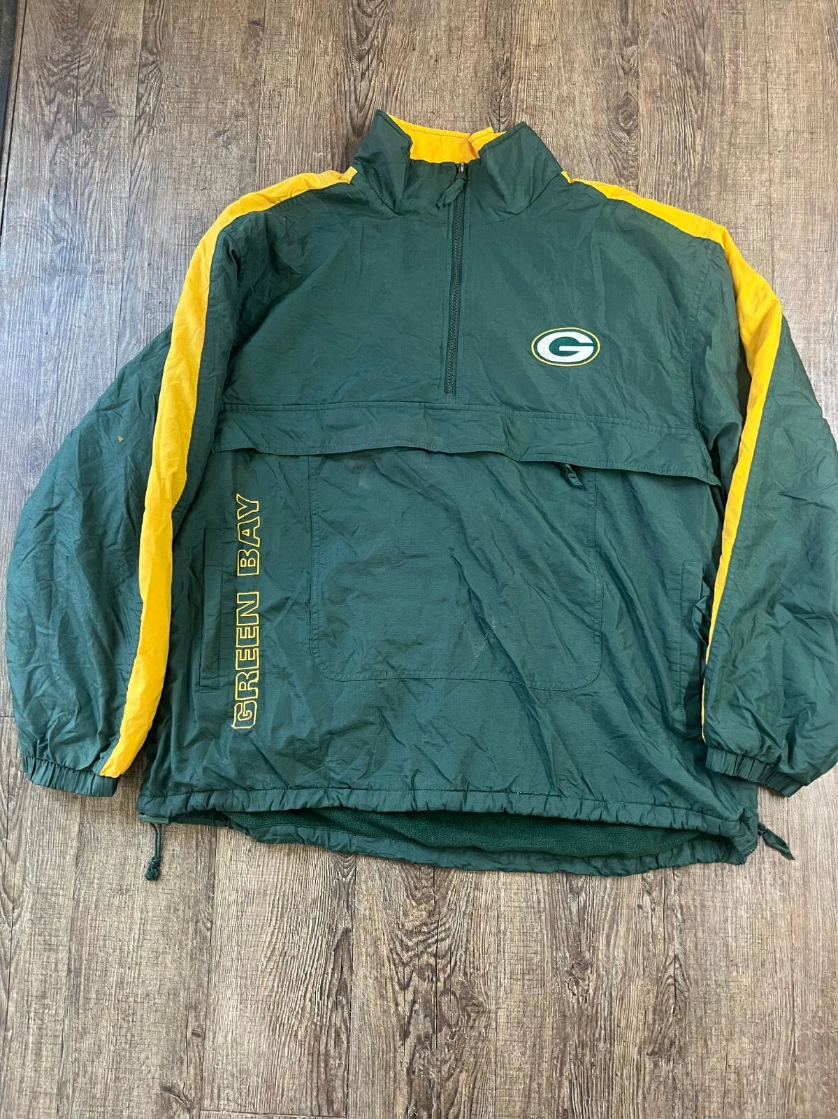 Vintage Pro Line Green Bay Packers Mens Green Full Zip NFL Parka Jacket Size XL