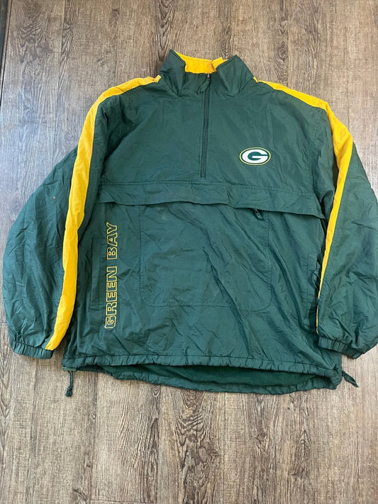 Vintage Pro Line Green Bay Packers Mens Green Full Zip NFL Parka Jacket Size XL