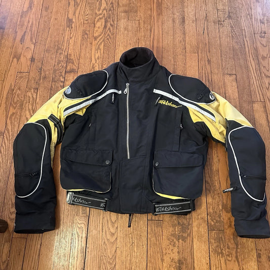 FIELDSHEER MOTORCYCLE JACKET 3XL BLACK YELLOW 3M PROTECTIVE GEAR RARE SHIPS FAST
