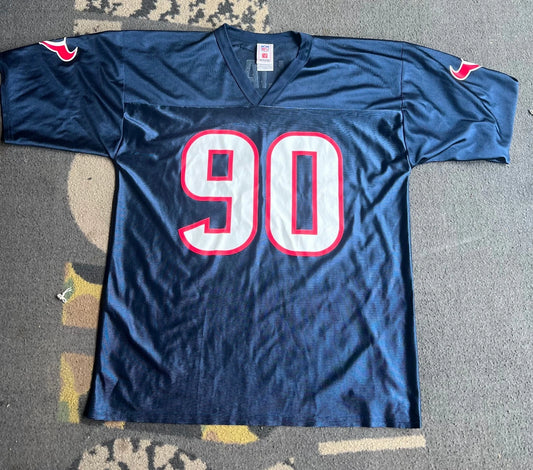 Reebok RARE Mario Williams #90 Houston Texans Blue NFL Players Jersey VINTAGE L