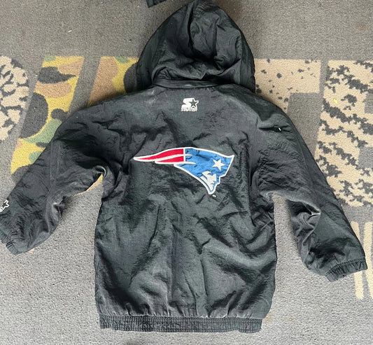 Vintage 90s Starter Youth NFL Football New England Patriots Black Jacket Rare S