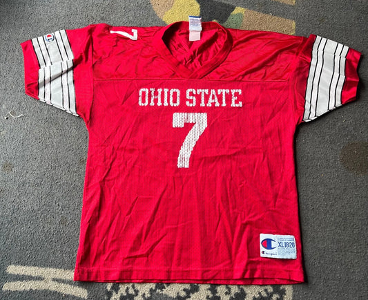 Vintage Champion Red Ohio State Buckeyes #7 Haskins YOUTH Jersey RARE Y2K XL