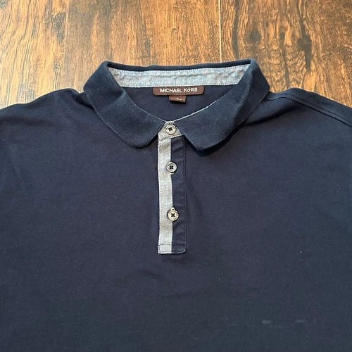 Michael Kors Men's Size Large Polo Shirt Navy Blue