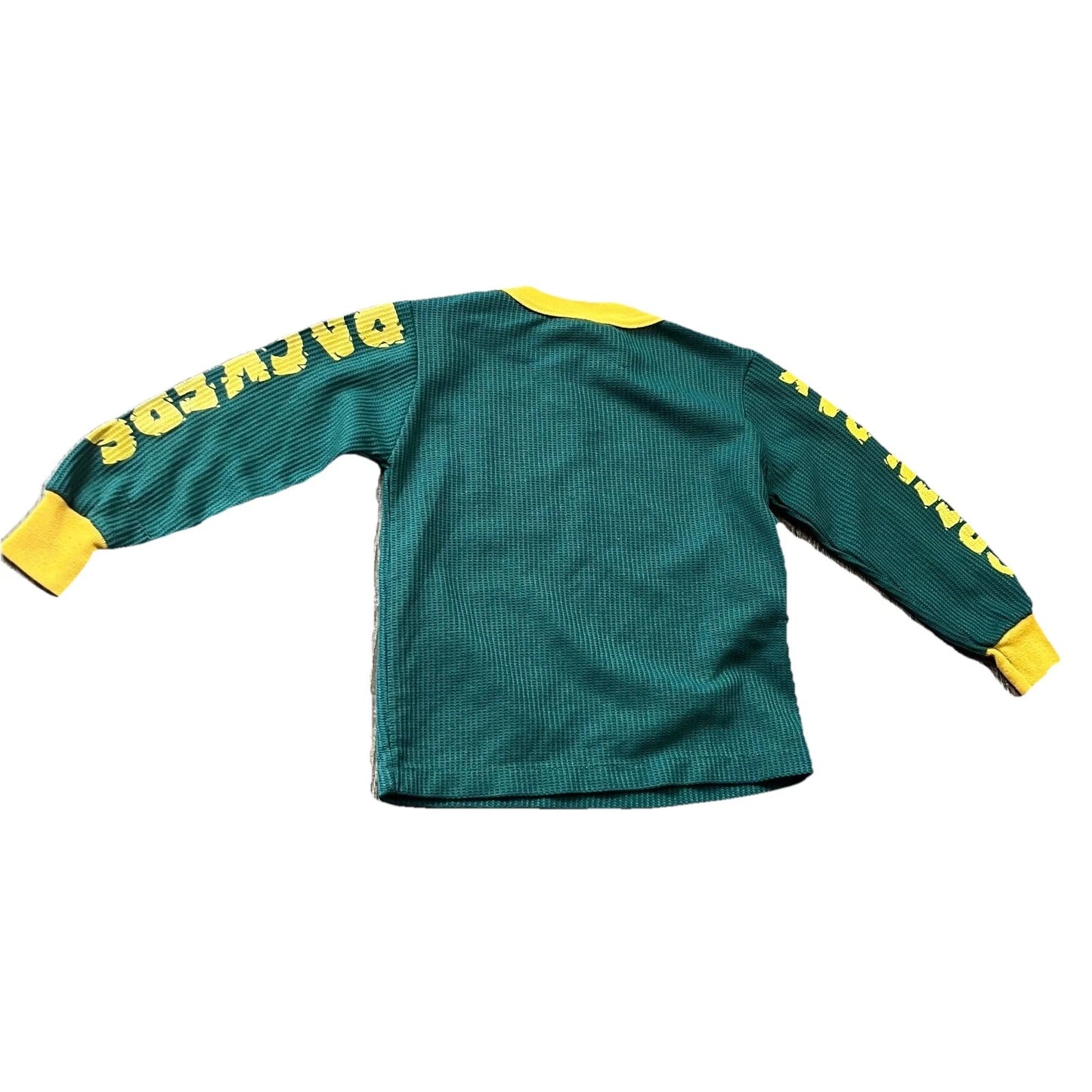 Vintage Green Bay Packers Graphic Waffle Knit Long Sleeve Sweatshirt Youth S