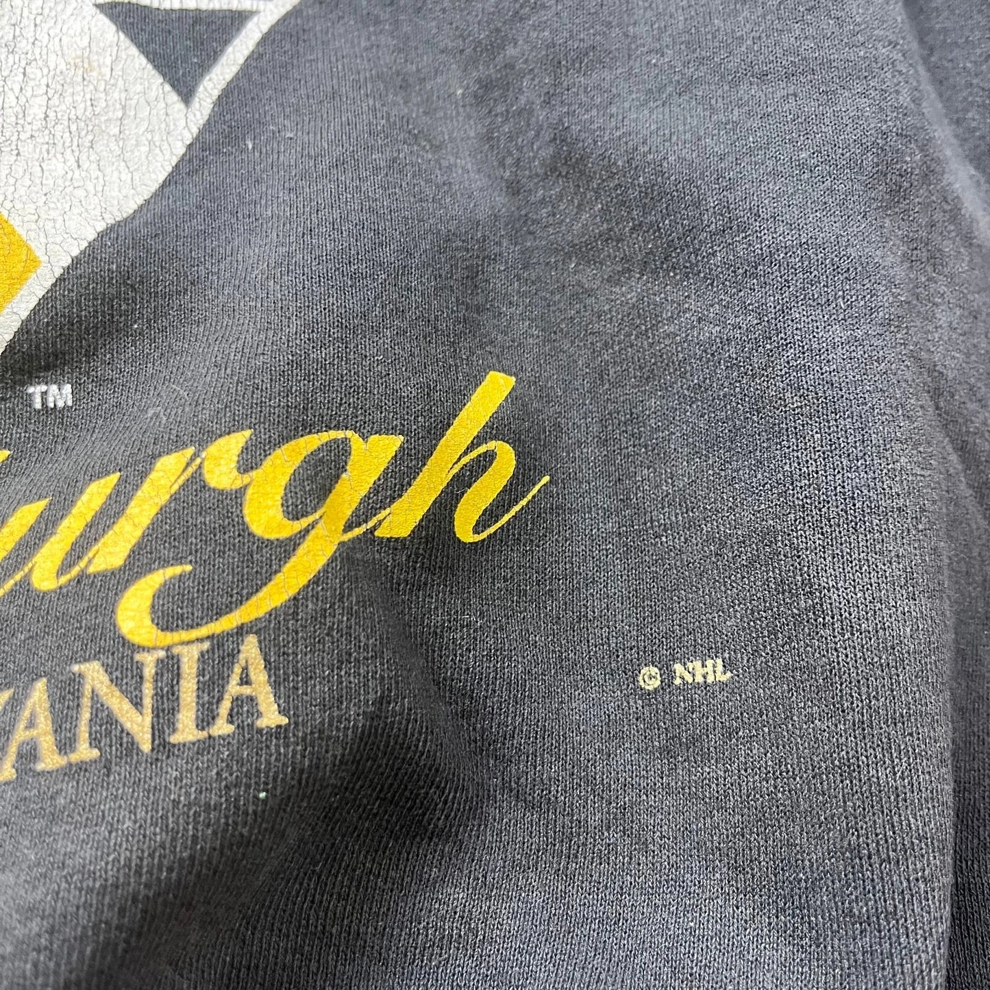Vintage Lee Sport Mens Black Pittsburgh Penguins NHL Crewneck Sweatshirt Rare M