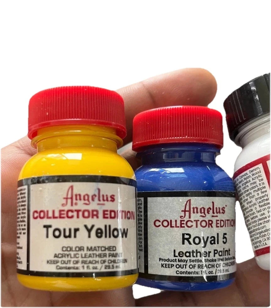 Angelus Leather Acrylic Paint Tour Yellow, Royal 5, White Set of 3 1fl oz each