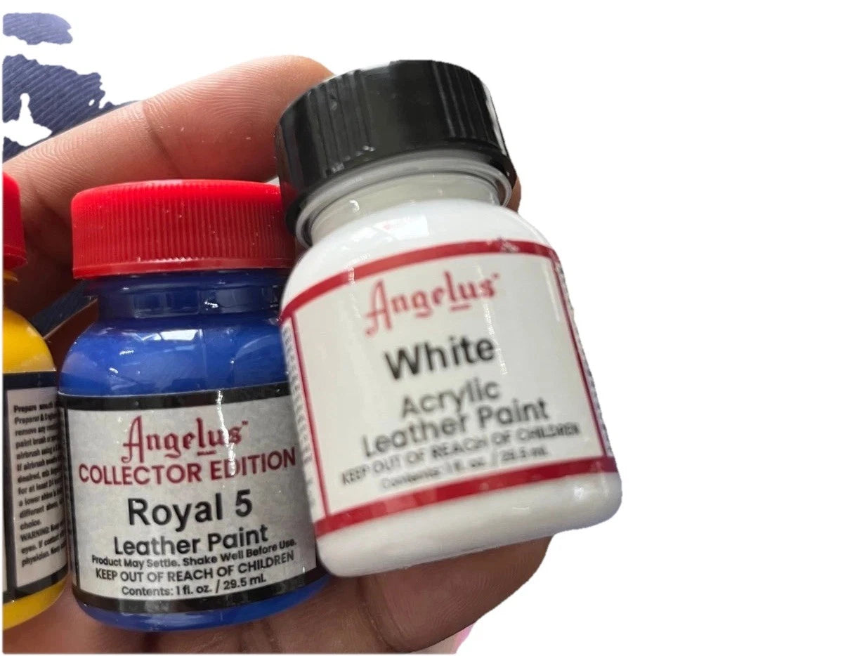 Angelus Leather Acrylic Paint Tour Yellow, Royal 5, White Set of 3 1fl oz each