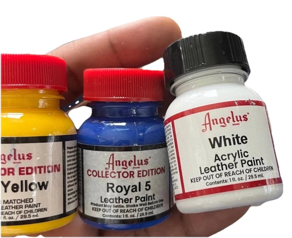 Angelus Leather Acrylic Paint Tour Yellow, Royal 5, White Set of 3 1fl oz each