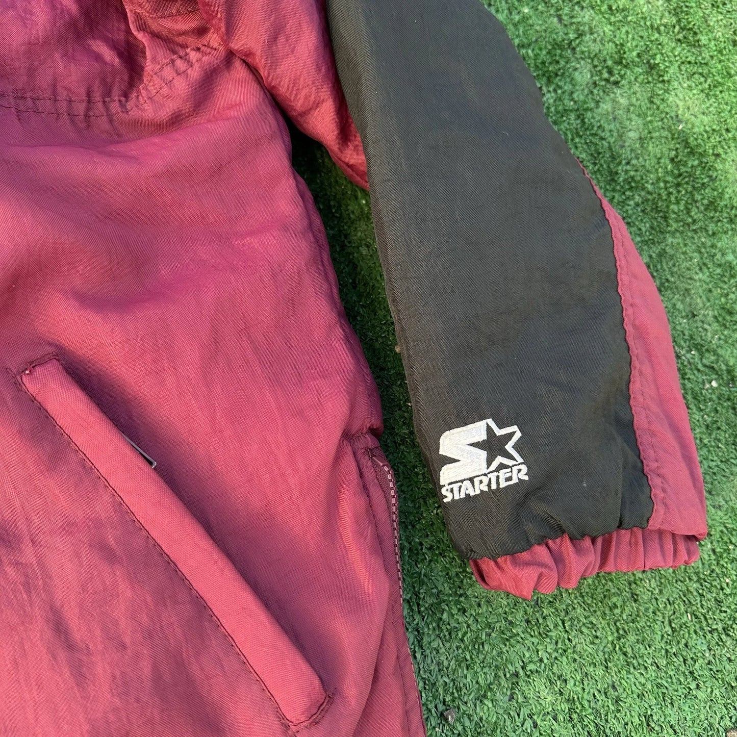 Vintage 90s NCAA Starter Texas AM Aggies Pullover 1/2 Zip Hooded Jacket M RARE