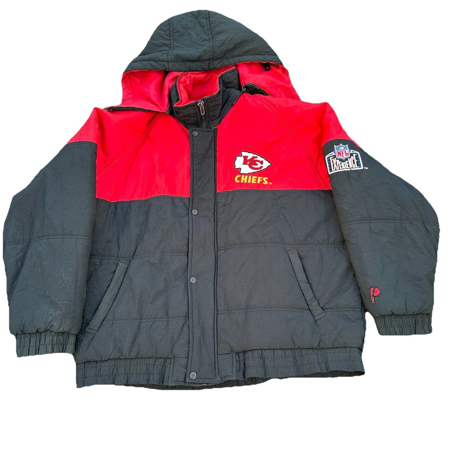 90s Rare Vintage Pro Player NFL Kansas City Chiefs Puffer Zip Up Jacket 2XL SHIP