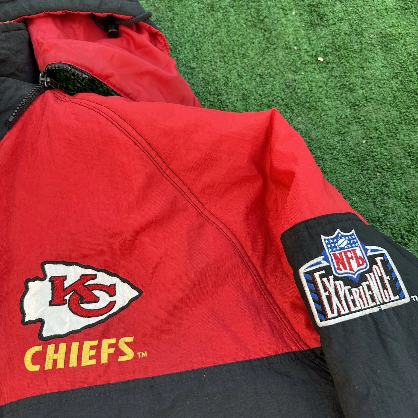 90s Rare Vintage Pro Player NFL Kansas City Chiefs Puffer Zip Up Jacket 2XL SHIP