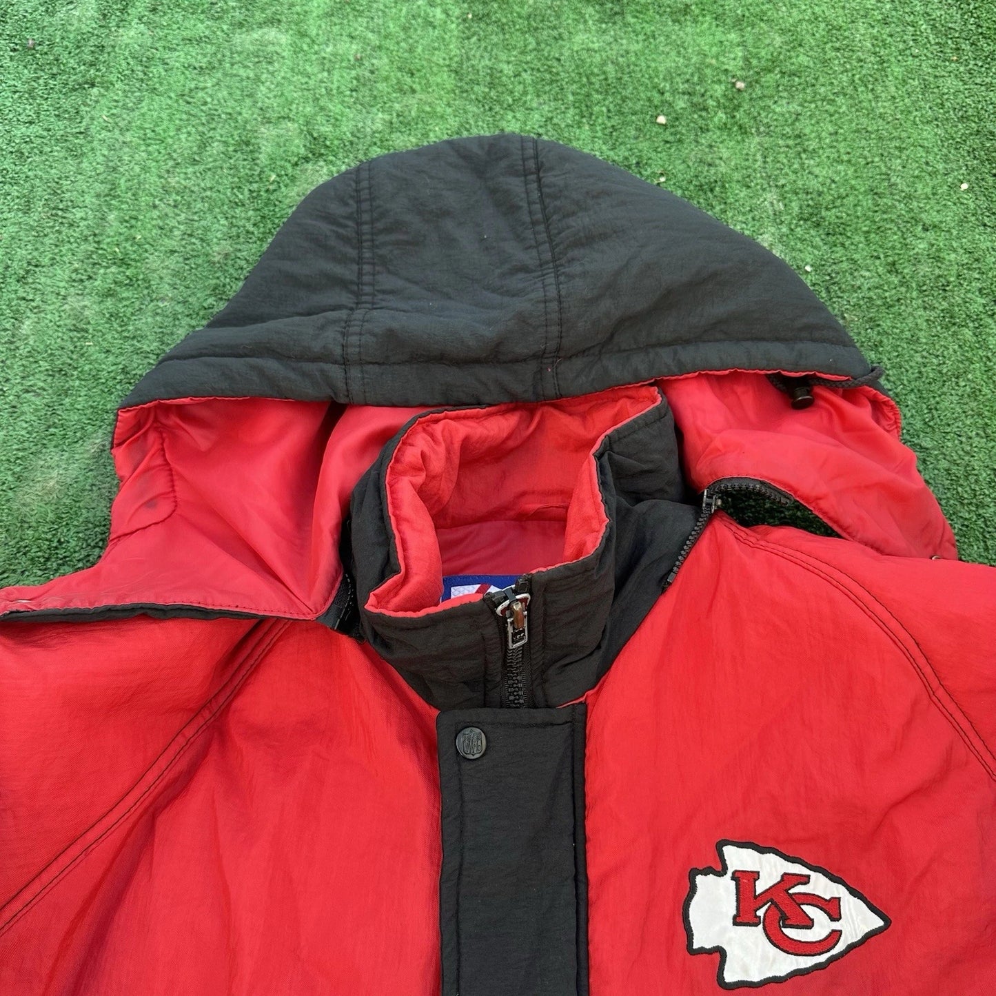90s Rare Vintage Pro Player NFL Kansas City Chiefs Puffer Zip Up Jacket 2XL SHIP