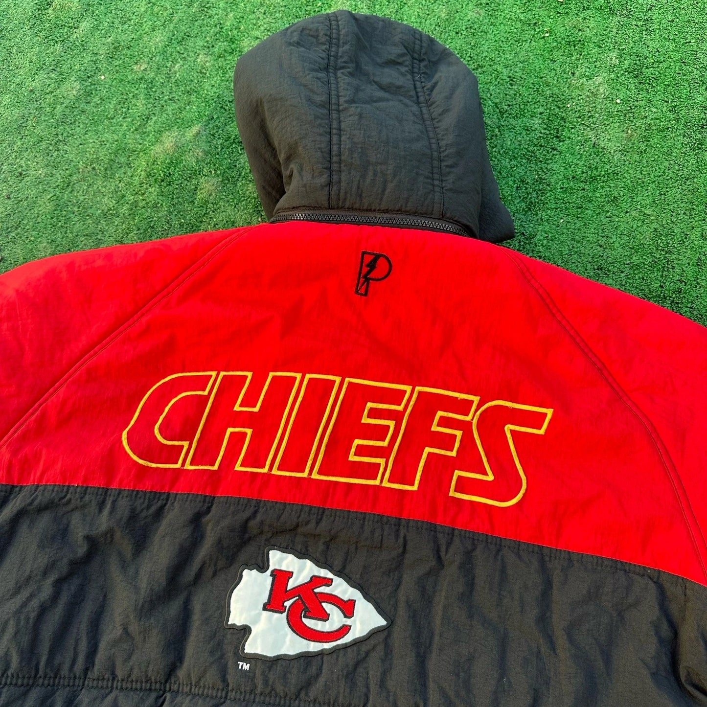 90s Rare Vintage Pro Player NFL Kansas City Chiefs Puffer Zip Up Jacket 2XL SHIP