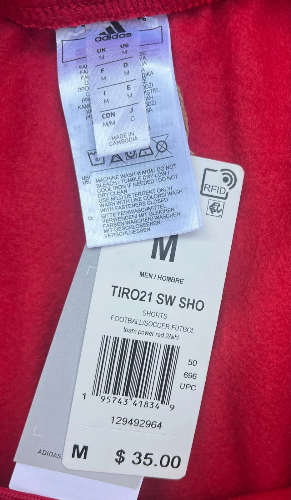 Adidas Tiro 21 Mwns Team Power Red 2 Fleece Soccer Sweat Shorts Size M RARE NWT
