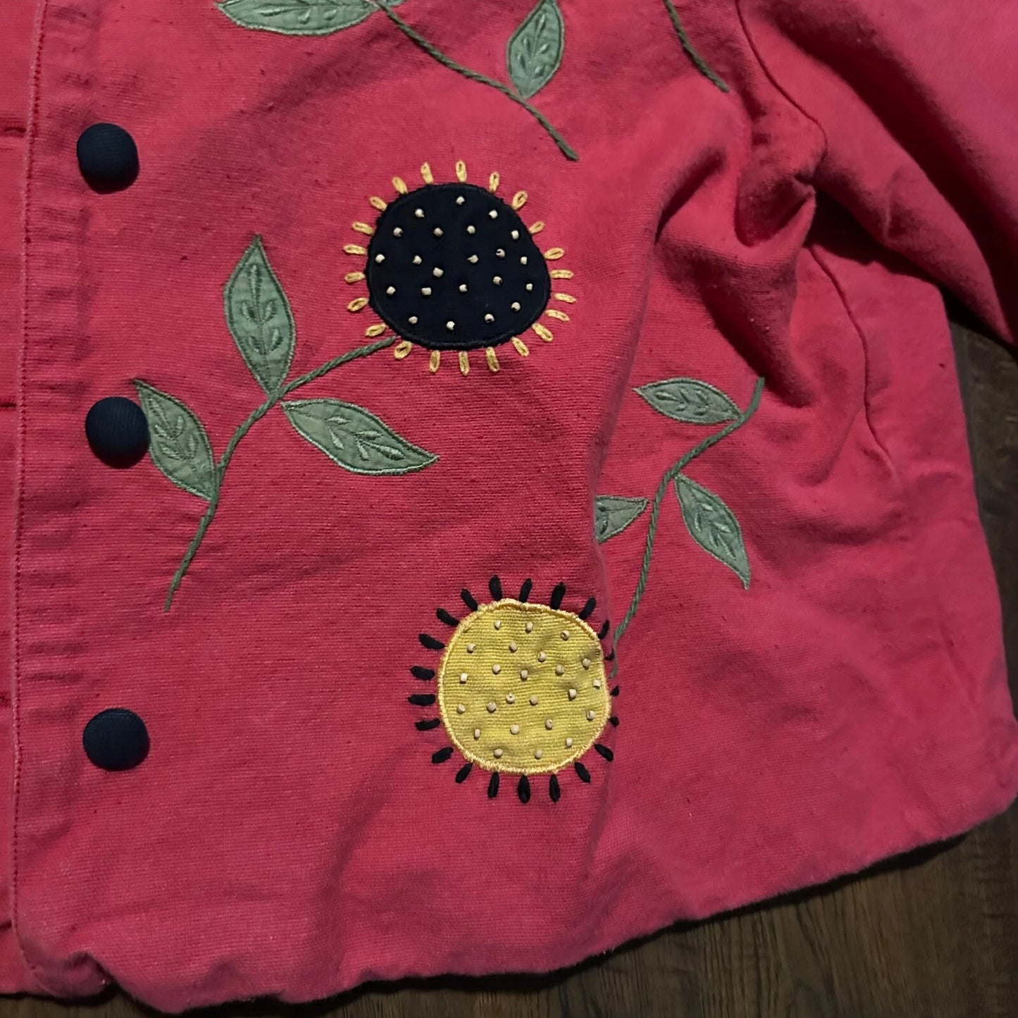 Bleu Bayou Womens Sunflower Beaded Embroidery Art To Wear Blazer Jacket Size 2X
