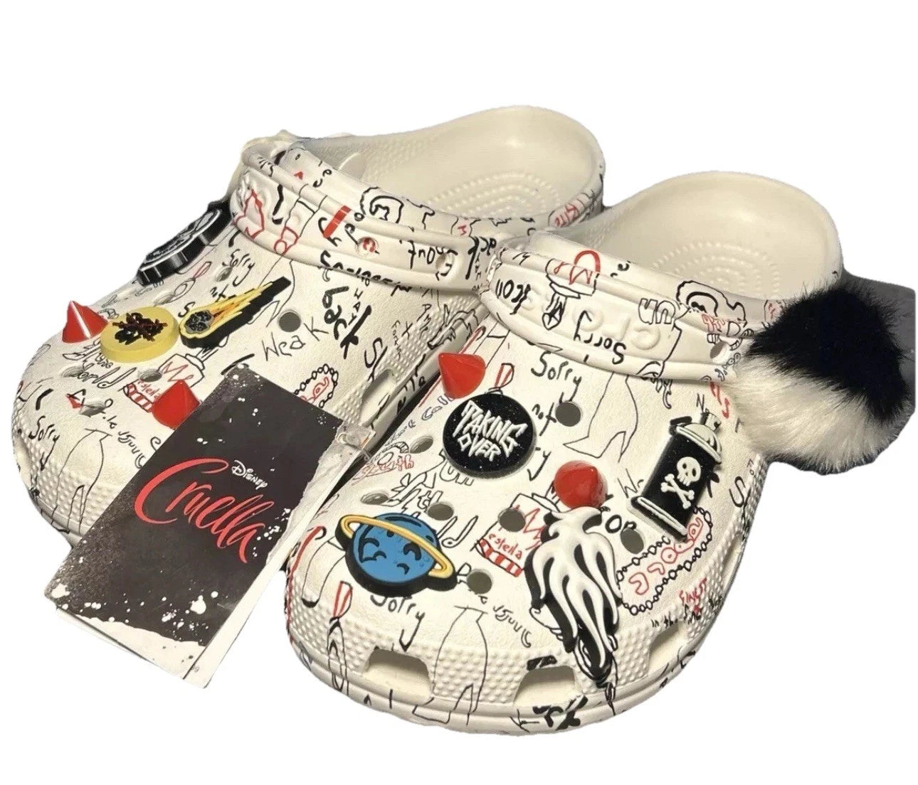 DISNEY Classic Cruella II Crocs Clog - NEW w/ TAG White Size Mens 10 Womens 12
