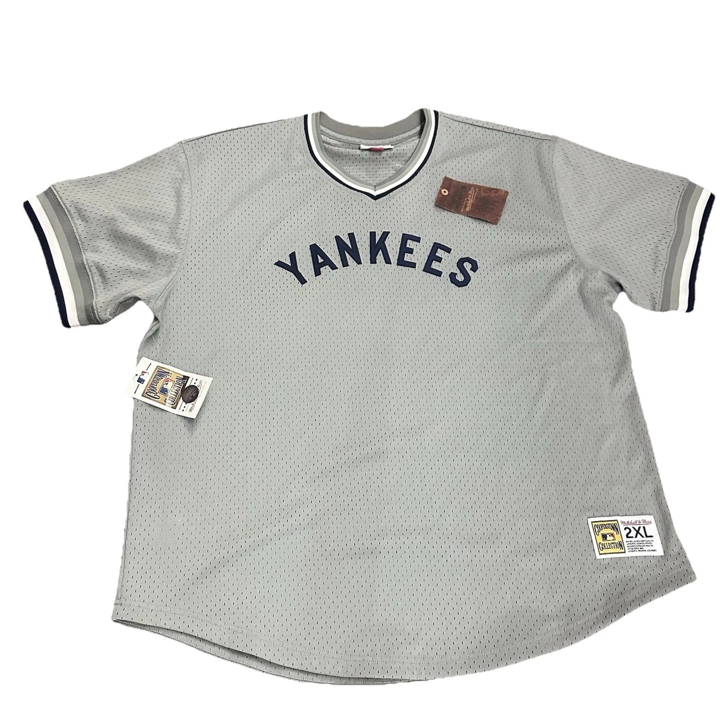 MITCHELL & NESS MLB NEW YORK YANKEES GRAY MESH JERSEY SIZE 2XL RARE SIZE