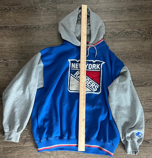 Vintage Starter Mens NHL New York Rangers Pullover Drawstring Hoodie Size Large