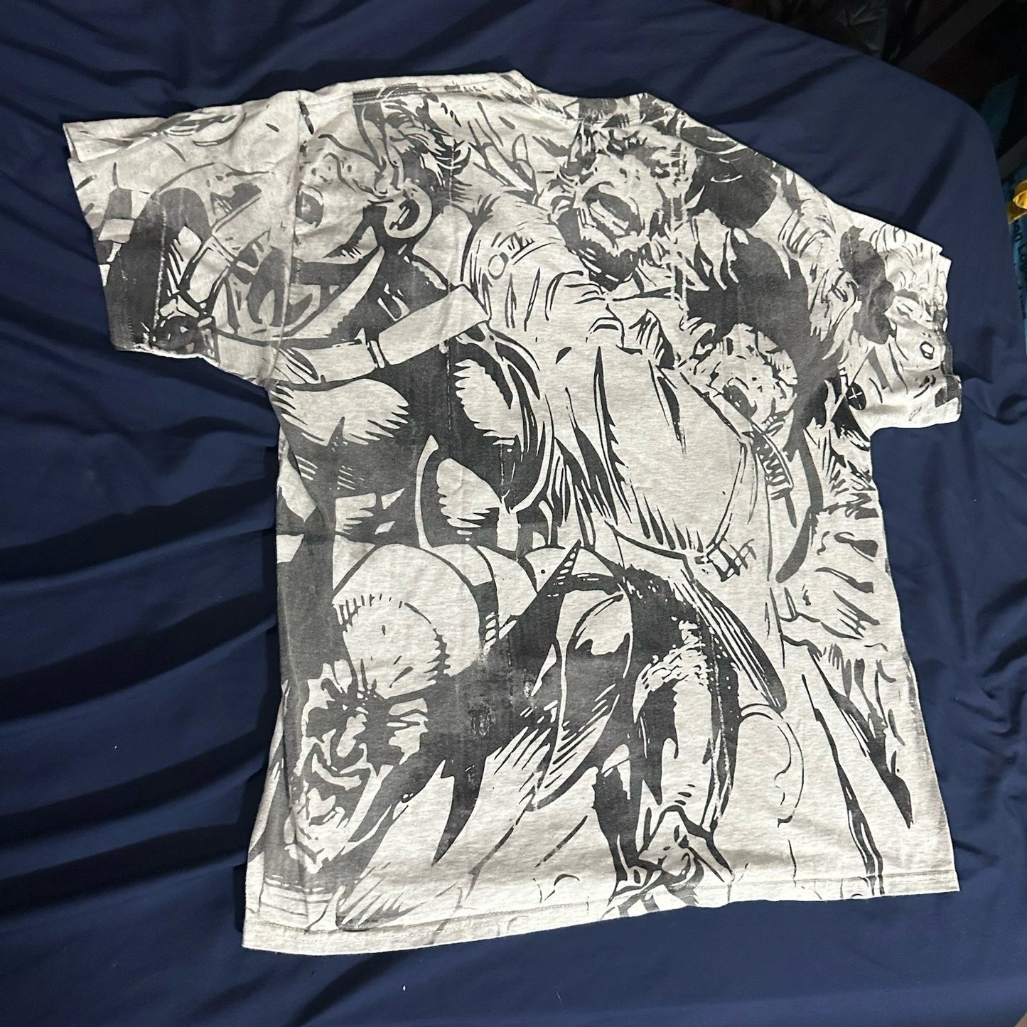Vintage Marvel Comic Images X-Men Shirt All Over Print Wolverine Gambit RARE
