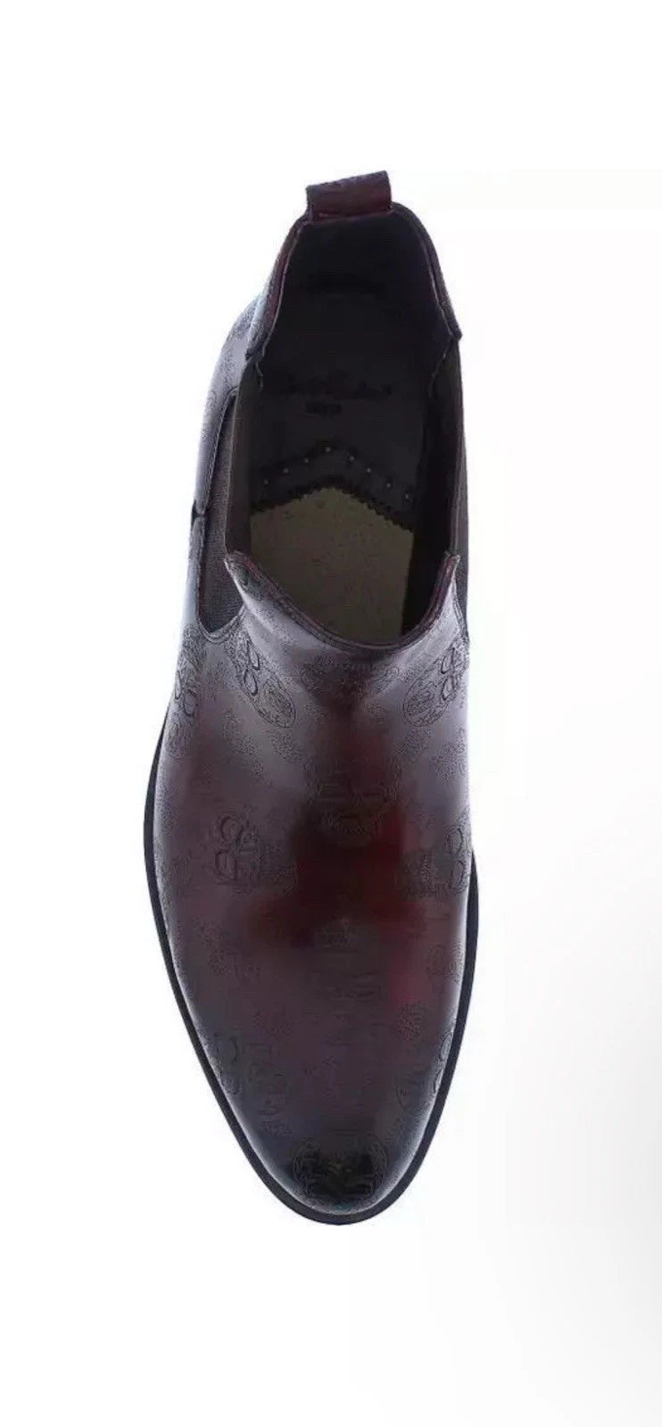 $328 - Robert Graham Big Bang Skull Embossed Wine Chelsea Leather Boot Sz 8 NEW