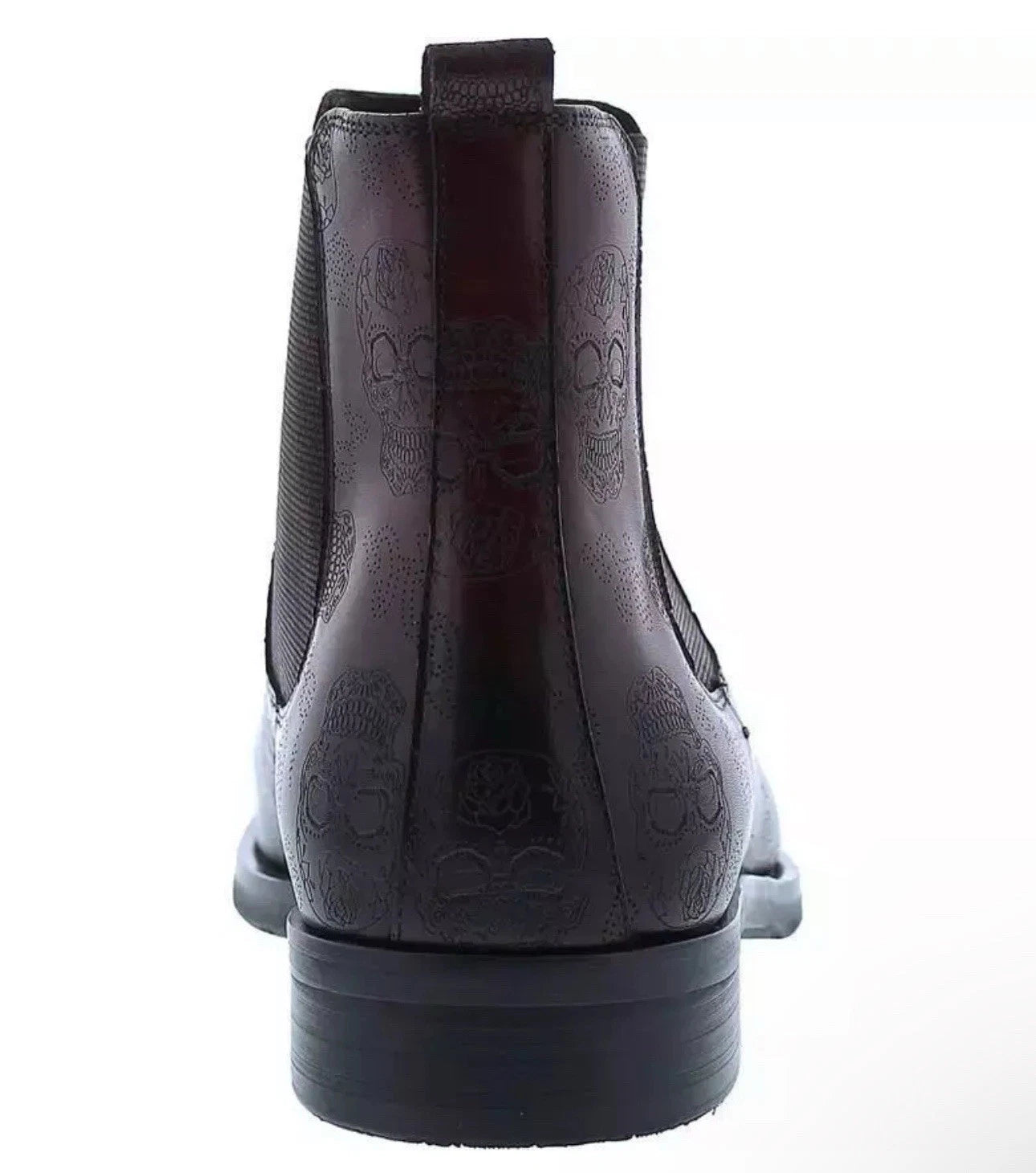 $328 - Robert Graham Big Bang Skull Embossed Wine Chelsea Leather Boot Sz 8 NEW