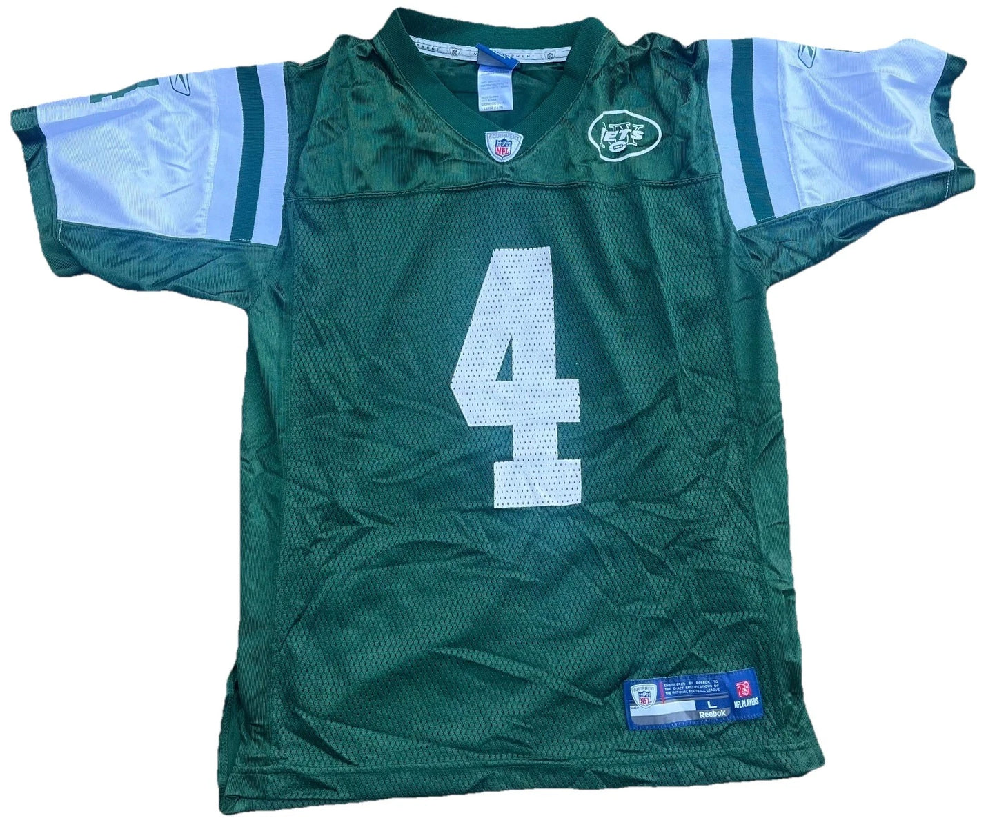 Reebok Mens Green Brett Favre #4 New York Jets On Field Youth Jersey Size L