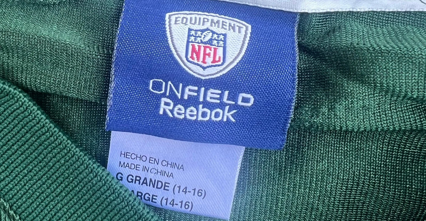 Reebok Mens Green Brett Favre #4 New York Jets On Field Youth Jersey Size L