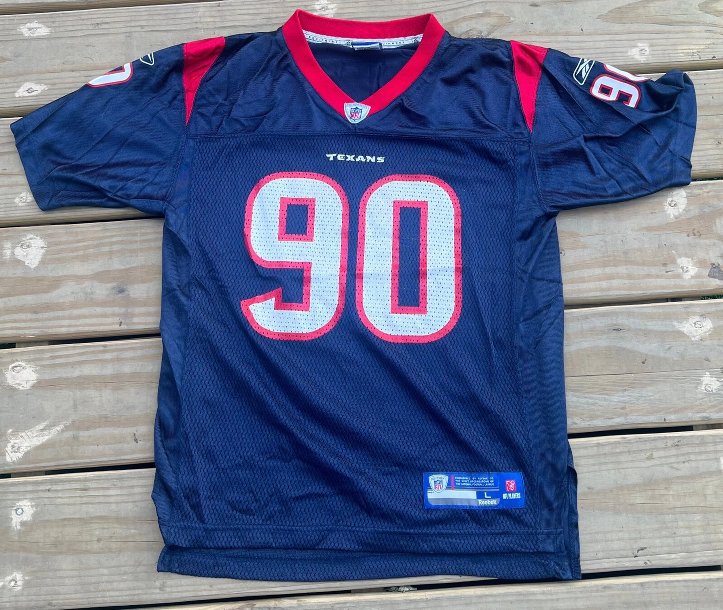 Reebok Mario Williams #90 Houston Texans Blue NFL Youth On Field Jersey Size L