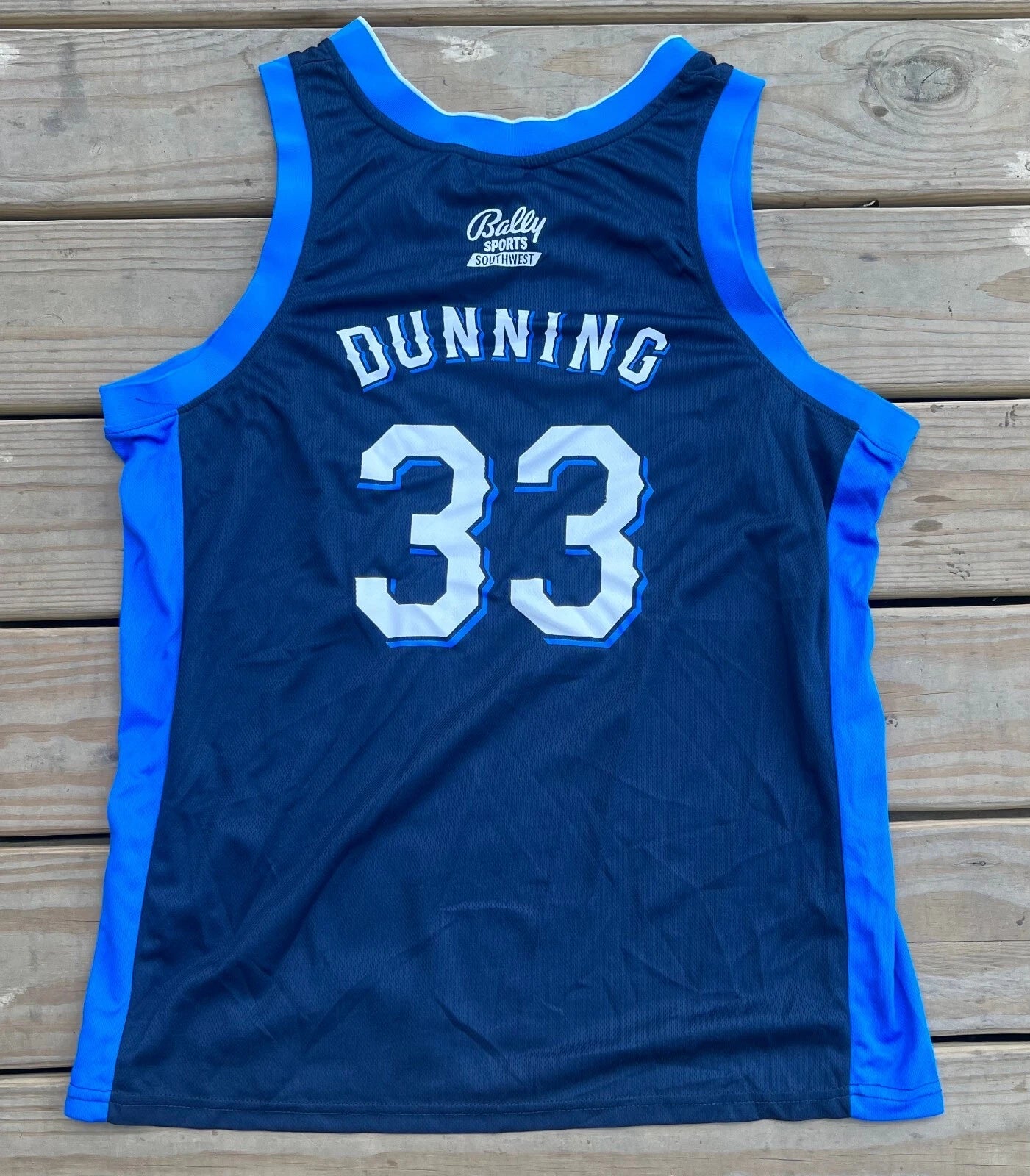 Bully Sports Mens Blue Dunning #33 Texas Rangers MLB Basketball Jersey Size XL