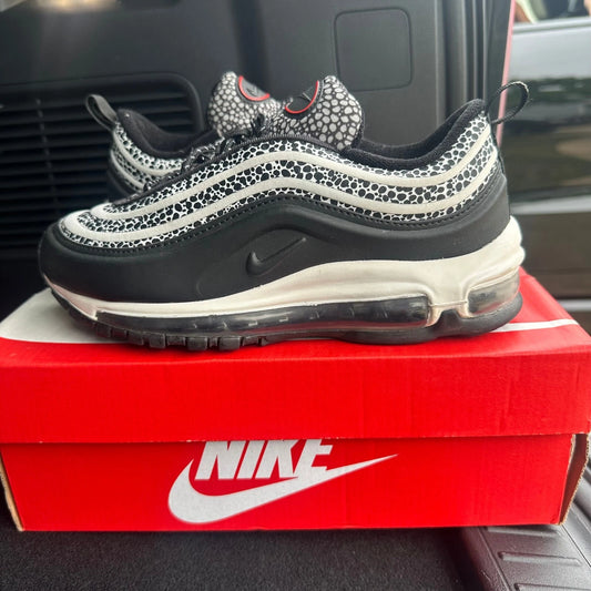 Nike Air Max 97 Safari Mens Phantom Black White Leather Low Top Sneakers 6.5W/5Y