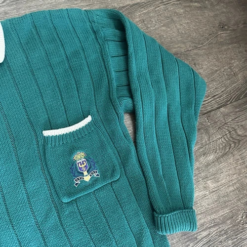 Vintage Y2K 80s GAP Sweater M Quarter Button Up Crewneck Cotton Teal Blue RAREVintage Y2K 80s GAP Sweater M Quarter Button Up Crewneck Cotton Teal Blue RARE