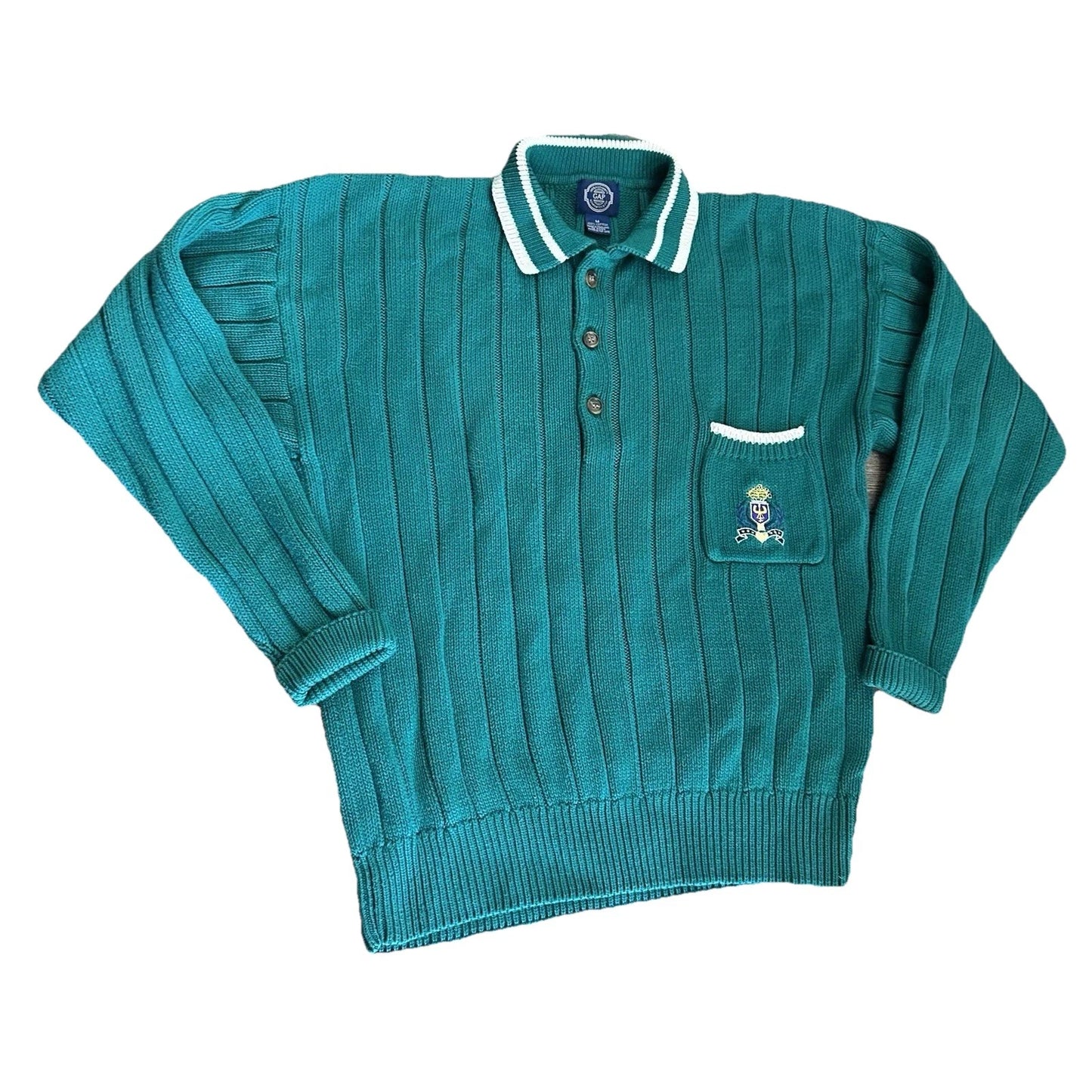 Vintage Y2K 80s GAP Sweater M Quarter Button Up Crewneck Cotton Teal Blue RAREVintage Y2K 80s GAP Sweater M Quarter Button Up Crewneck Cotton Teal Blue RARE