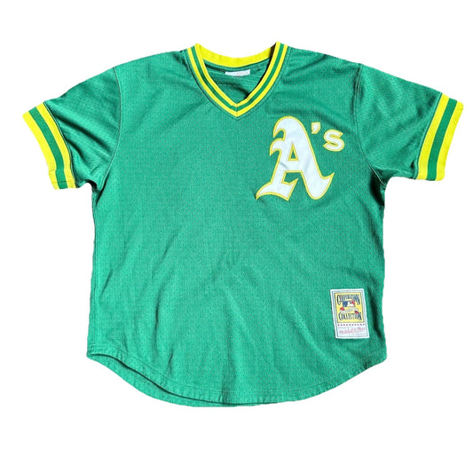 Mitchell & Ness Mens Green Reggie Jackson 44 Oakland Athletics MLB Jersey Size L